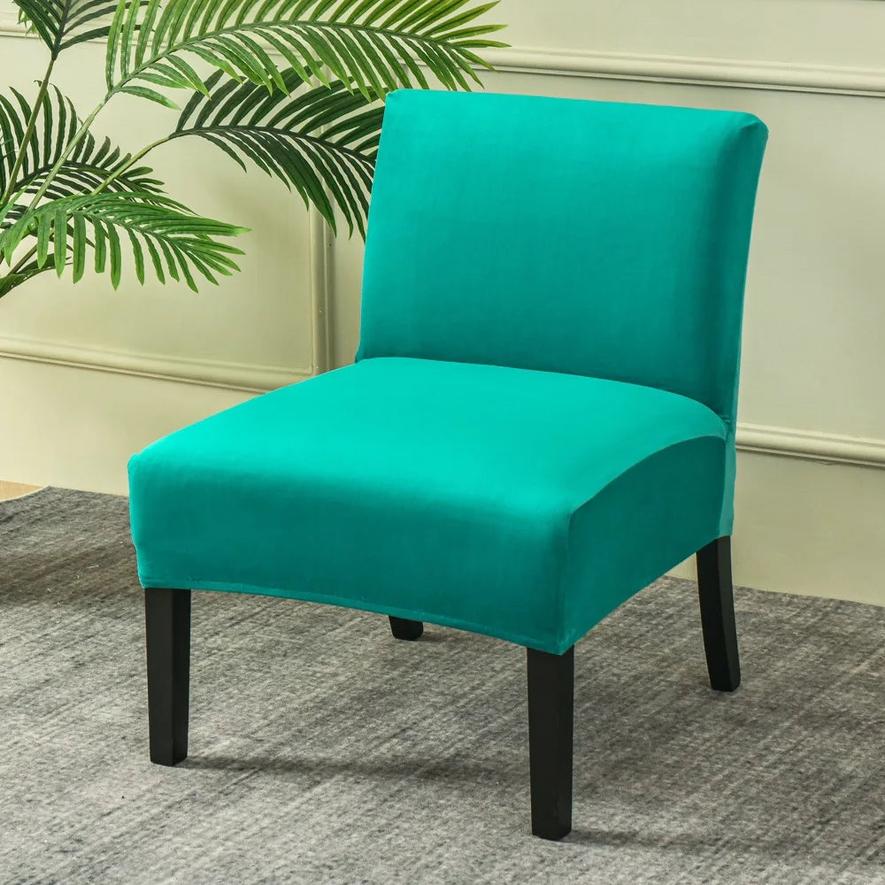 Housse pour chauffeuse, fauteuil bas velours turquoise