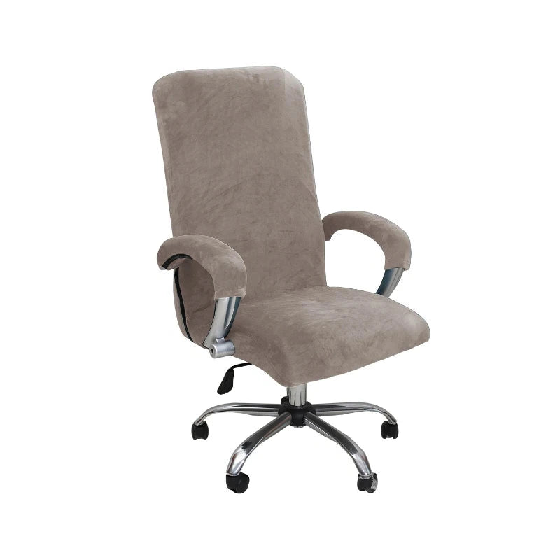 Housse pour fauteuil de bureau pur velours taupe