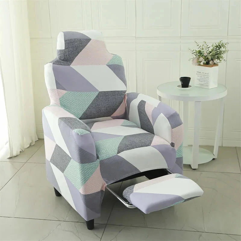 Housse pour fauteuil relax avec repose pieds électrique motif imprimé