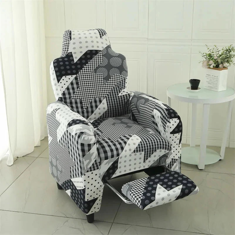 Housse pour fauteuil relax avec repose pieds électrique motif gris