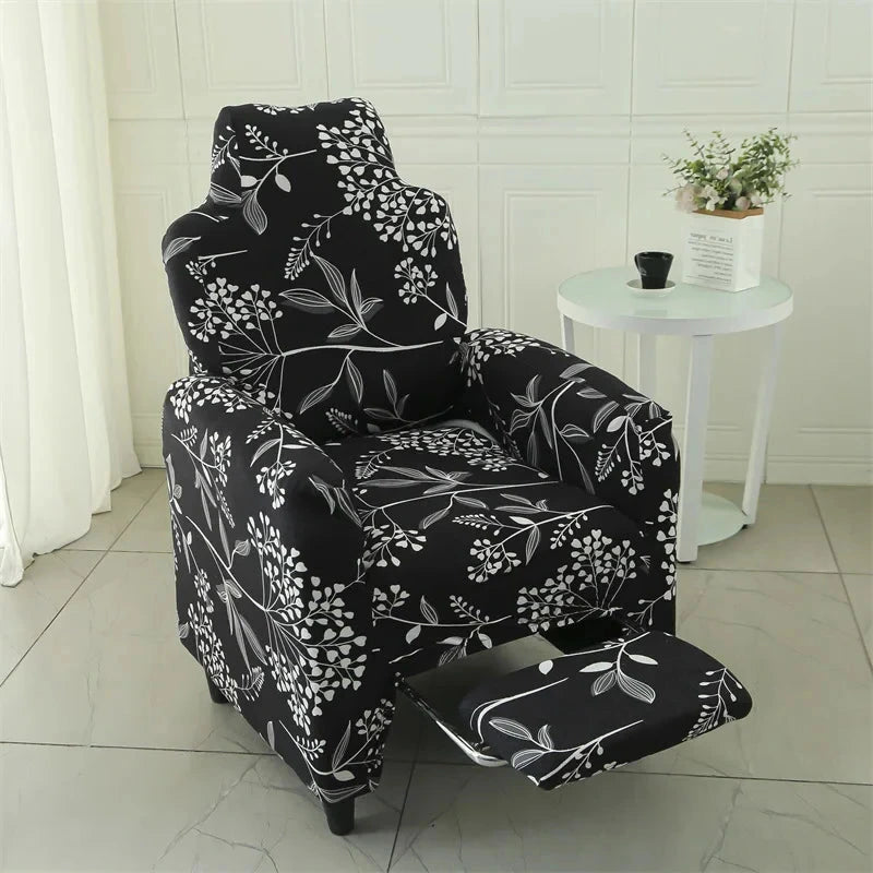 Housse pour fauteuil relax avec repose pieds électrique motif noir