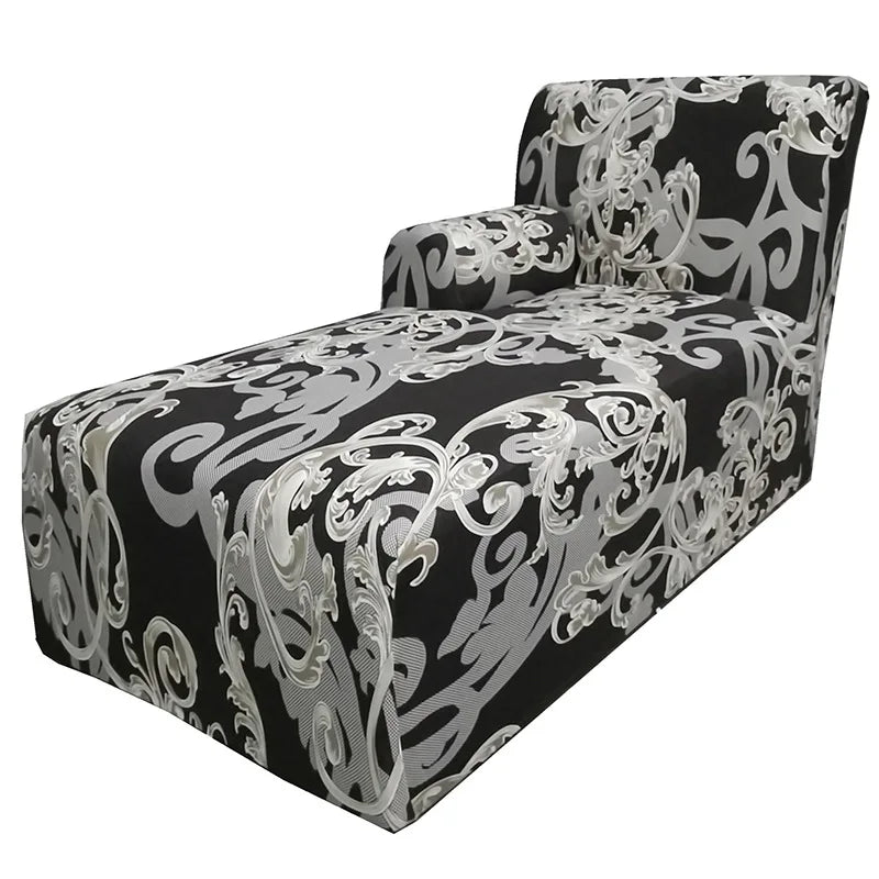 Housse pour méridienne avec accoudoir, chaise longue en lycra extensible motif