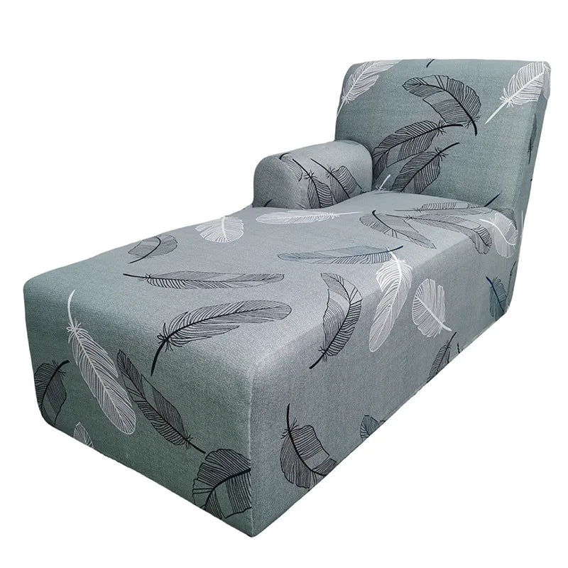 Housse pour méridienne avec accoudoir, chaise longue motif feuille