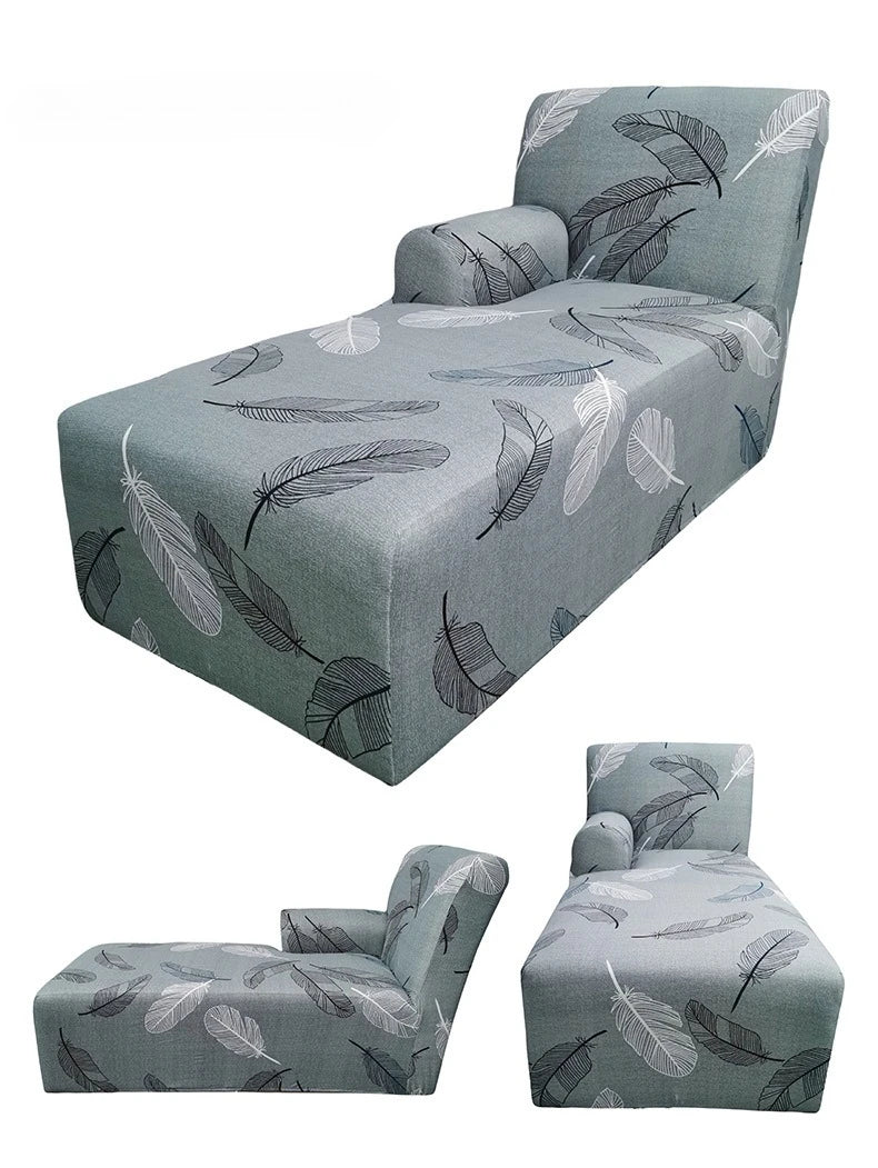Housse pour méridienne avec accoudoir, chaise longue motif feuille détails