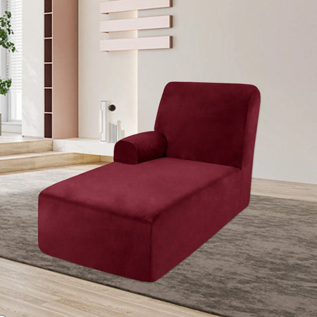 Housse pour méridienne et chaise longue avec accoudoir en velours bordeaux