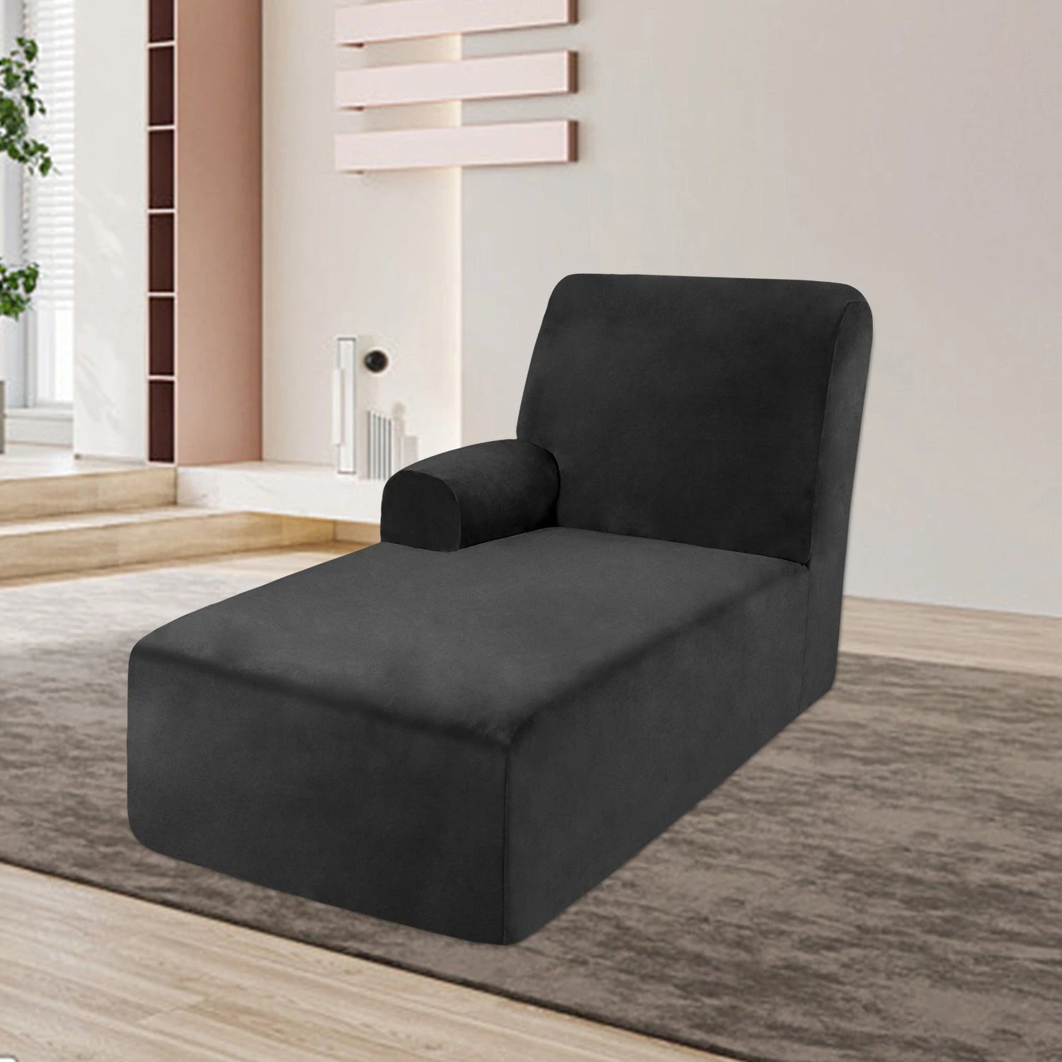 Housse pour méridienne et chaise longue avec accoudoir en velours noir