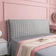 Housse pour tête de lit en velours capitonné avec poche intégrée argent