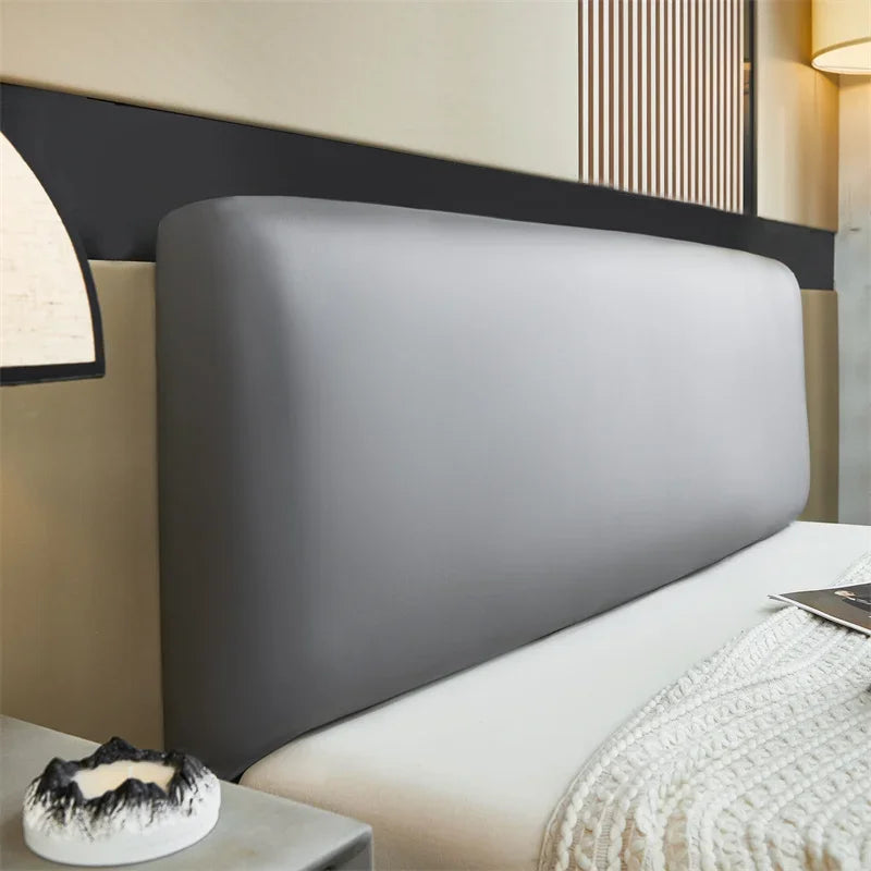 Housse pour tête de lit extensible simili cuir 100% imperméable argent