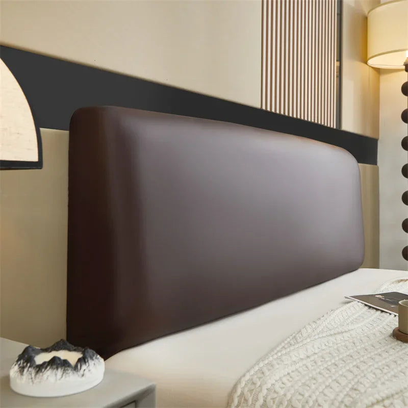 Housse pour tête de lit extensible simili cuir 100% imperméable marron