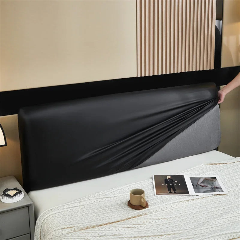 Housse pour tête de lit extensible simili cuir 100% imperméable noir
