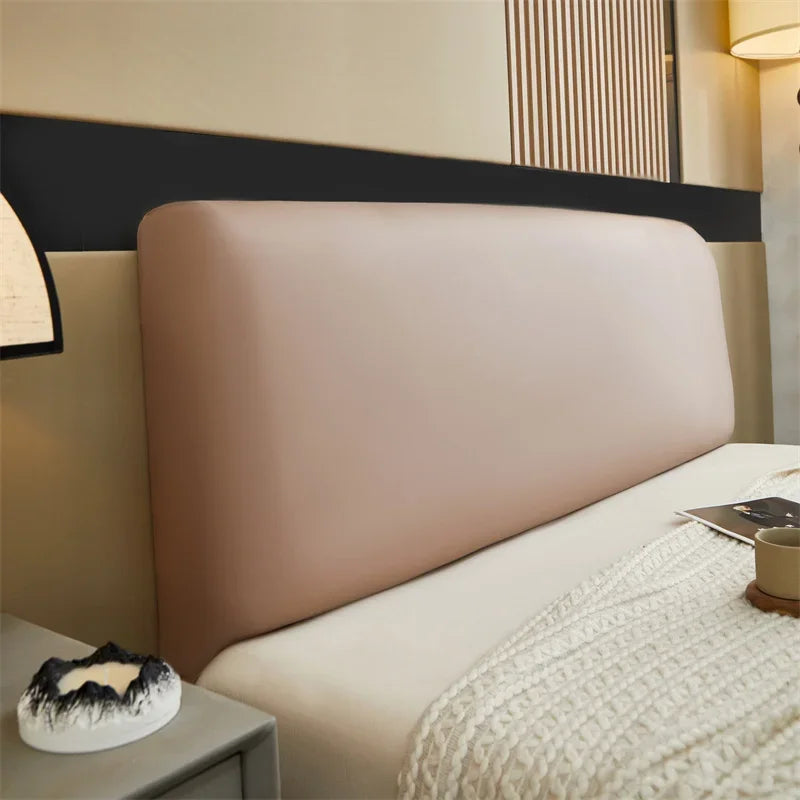 Housse pour tête de lit extensible simili cuir 100% imperméable taupe