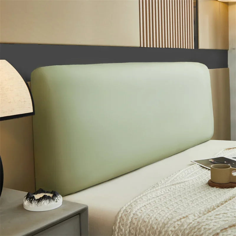 Housse pour tête de lit extensible simili cuir 100% imperméable vert matcha