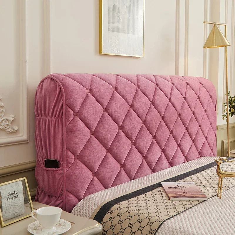 Housse pour tête de lit matelassée velours épais capitonnée haut de gamme rose