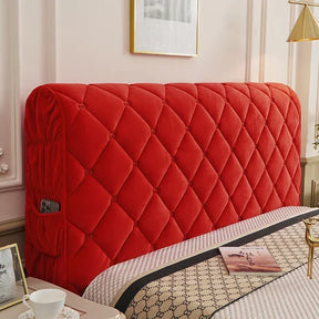 Housse pour tête de lit matelassée velours épais capitonnée haut de gamme rouge