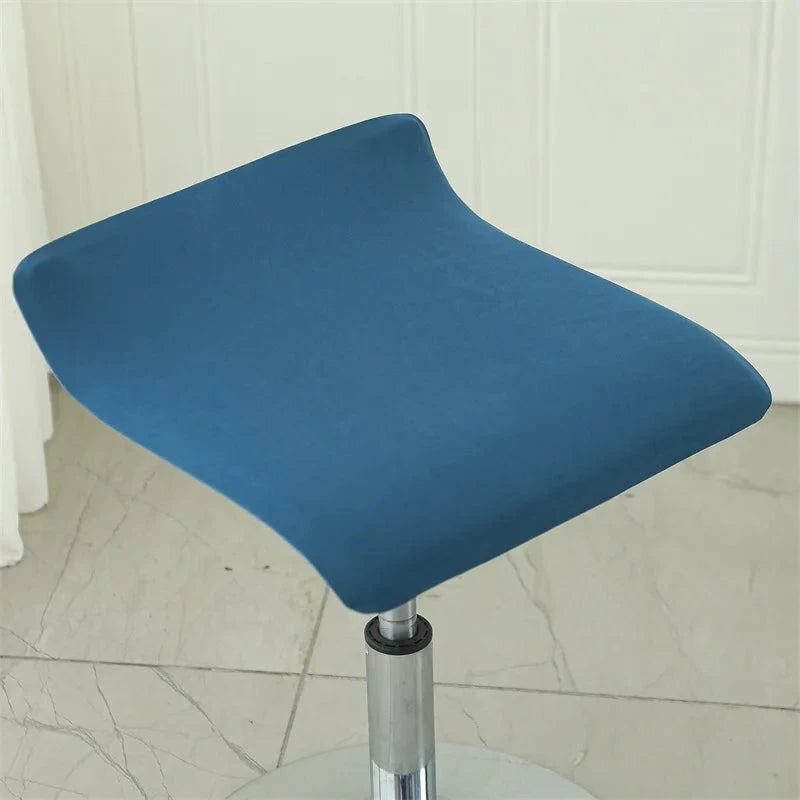 Housse pour tabouret de bar plat sans dossier bleue