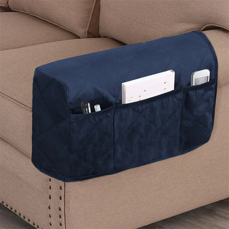 Housse protection accoudoirs anti griffures velours doux bleue marine