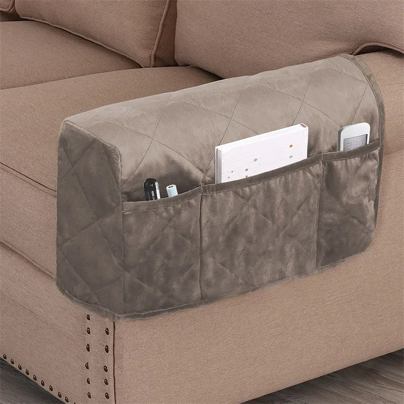 Housse protection accoudoirs anti griffures velours doux taupe