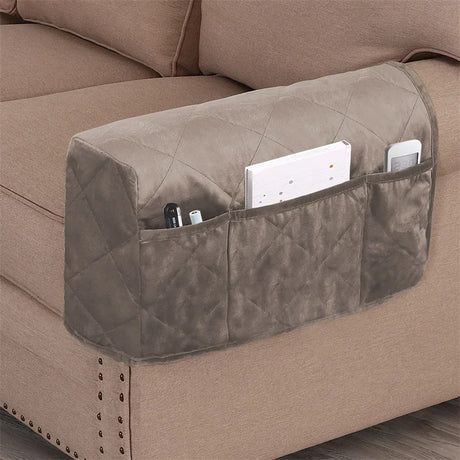 Housse protection accoudoirs anti griffures velours doux taupe