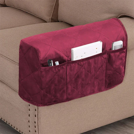 Housse protection accoudoirs fauteuil anti griffures velours doux taupe