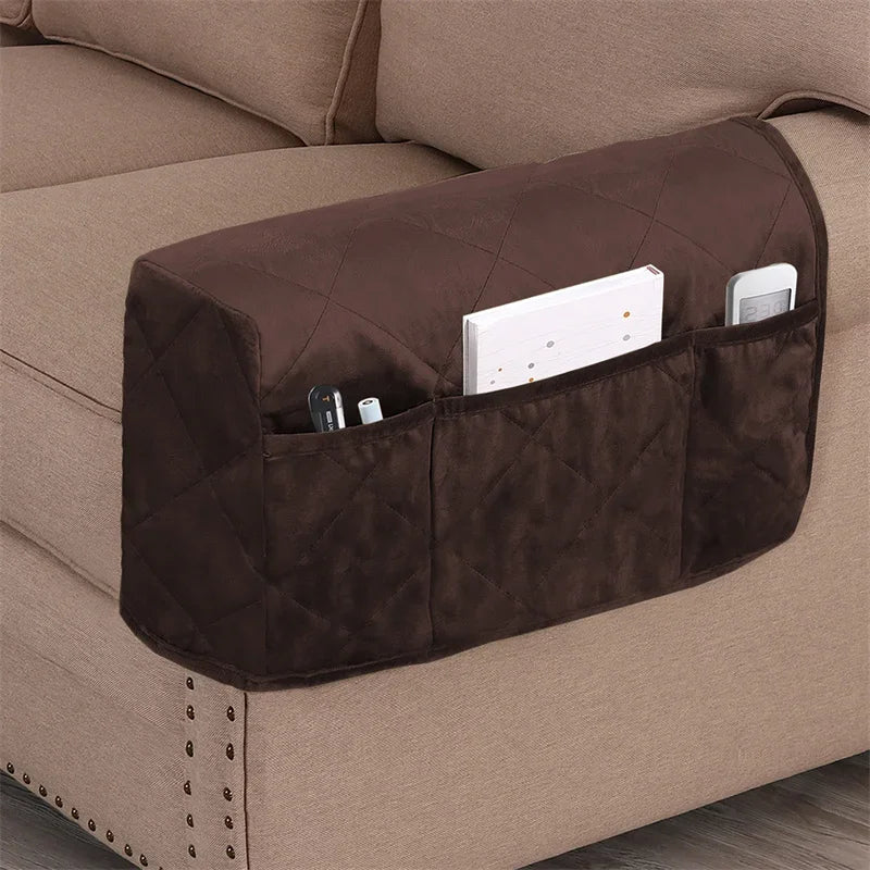 Housse protection accoudoirs fauteuil anti griffures velours marron