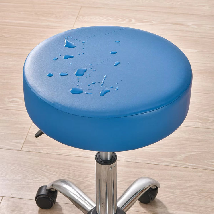 Housse tabouret rond imperméable simili cuir bleue