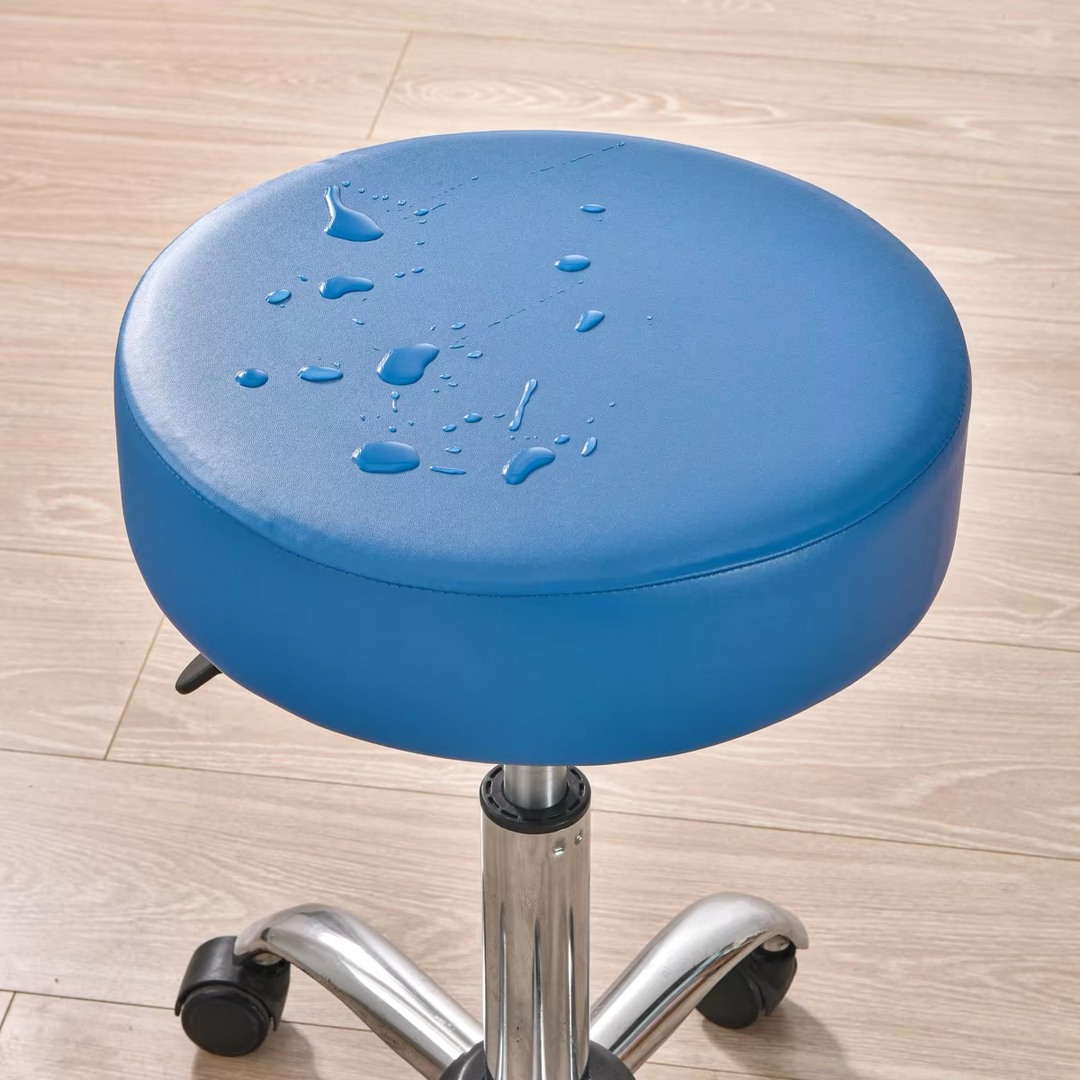 Housse tabouret rond imperméable simili cuir bleue