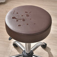 Housse tabouret rond imperméable simili cuir café