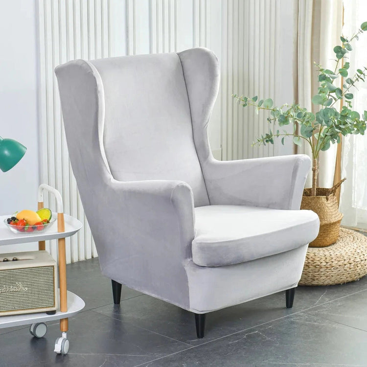 Housse fauteuil IKEA STRANDMON pur velours gris clair