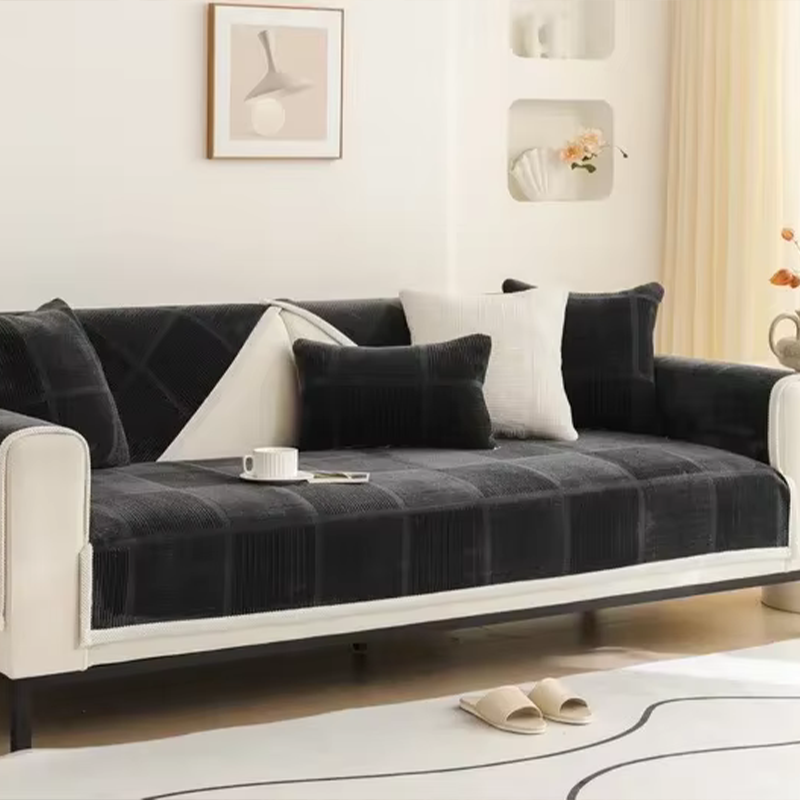 Housses de Canapé Antidérapantes pur coton 4 saisons noir