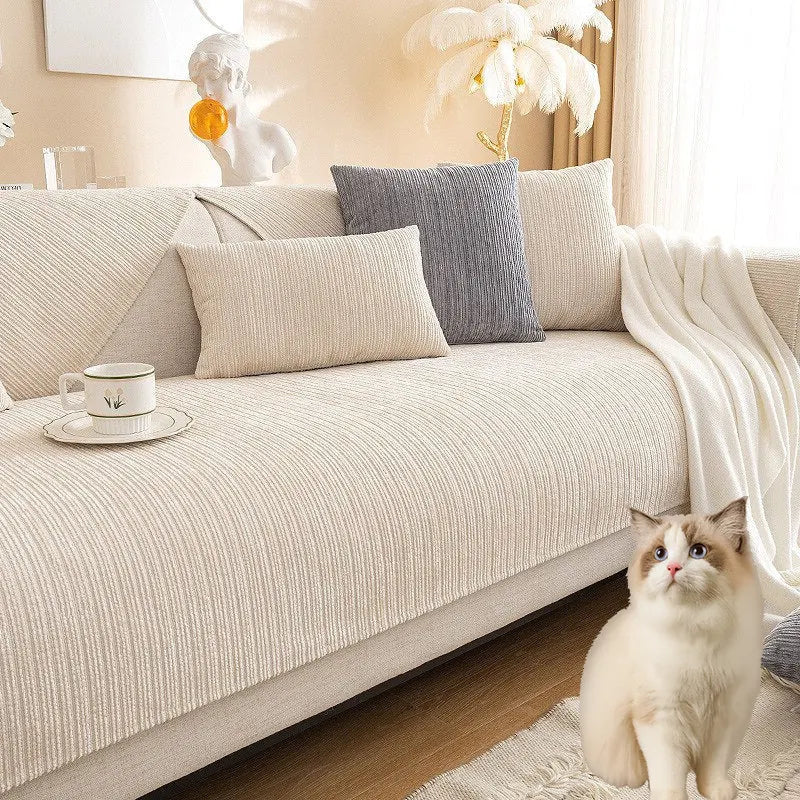 Housses de canapé antidérapantes anti griffes de chat beige