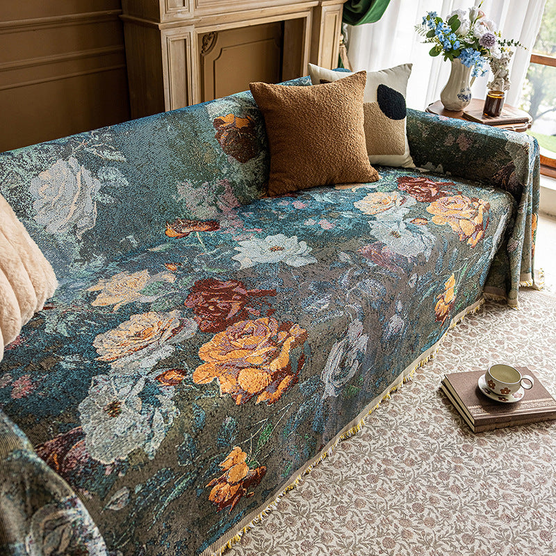 Jeté de canapé grande taille luxe vintage style peinture à l'huile 