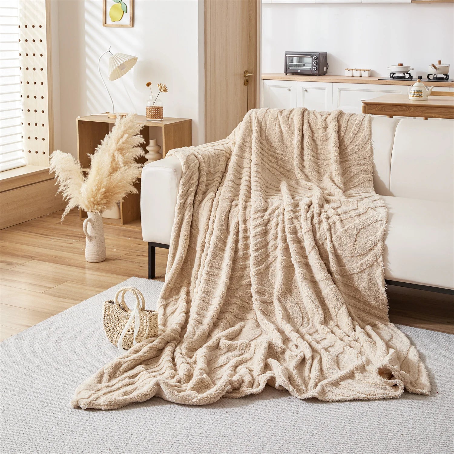 Plaid Jeté de canapé grande taille en polaire tuftée