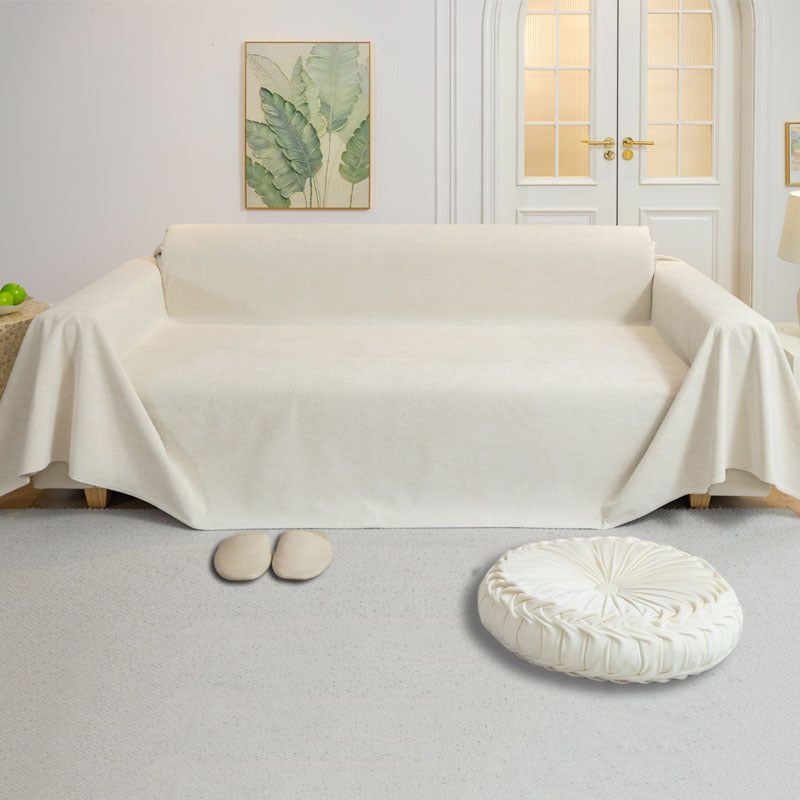 Plaid Jeté de canapé grande taille pur velours antidérapant et déperlant ivoire