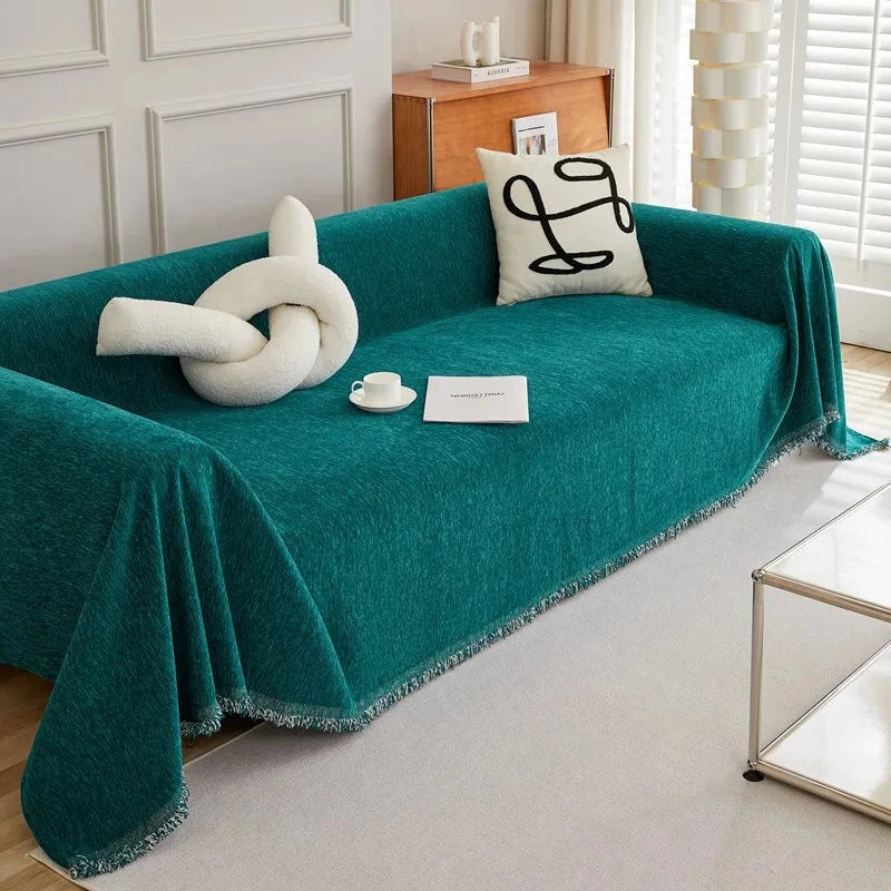 Plaid jeté de canapé grande taille chenille renforcée anti griffes de chat 