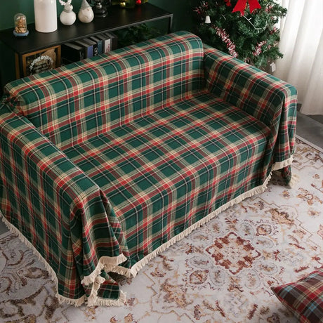 Plaid jeté de canapé ou fauteuil grande taille carreaux écossais