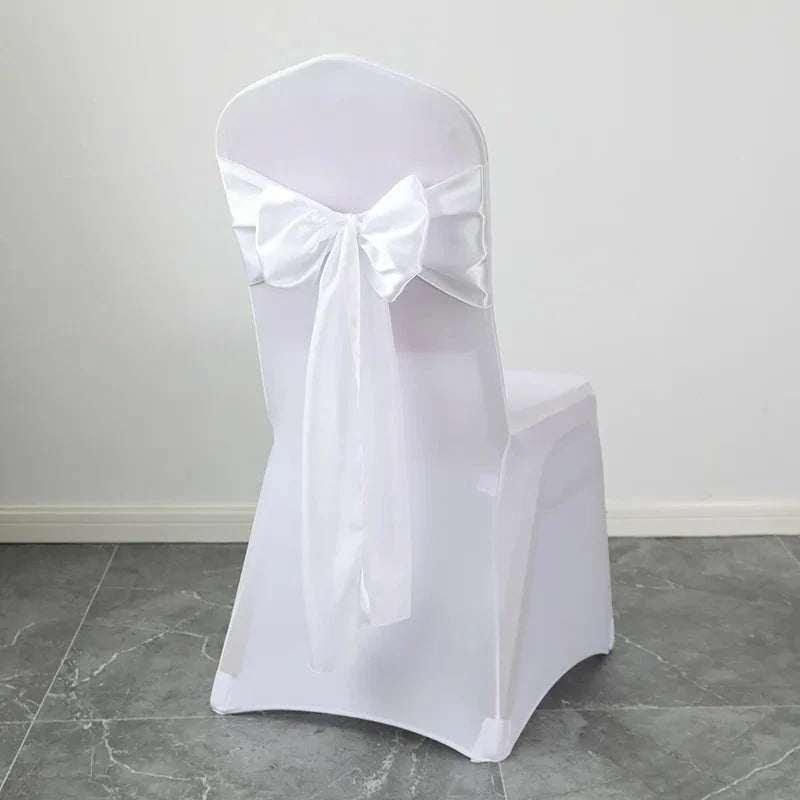 Ceinture ruban pour chaise de mariage en satin blanc