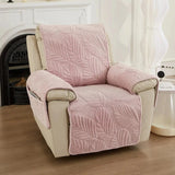 Housse pour fauteuil relax velours matelassé hibiscus rose