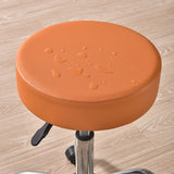 Housse tabouret rond imperméable simili cuir orange