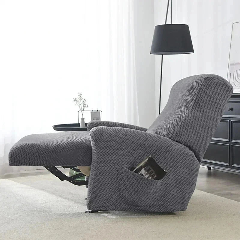 Housse fauteuil relax gris velours damassé  Casaharmony