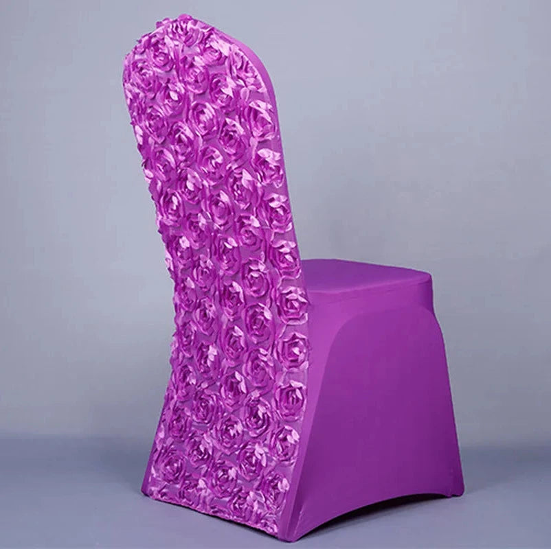 Housse de chaise mariage dossier brodé violet