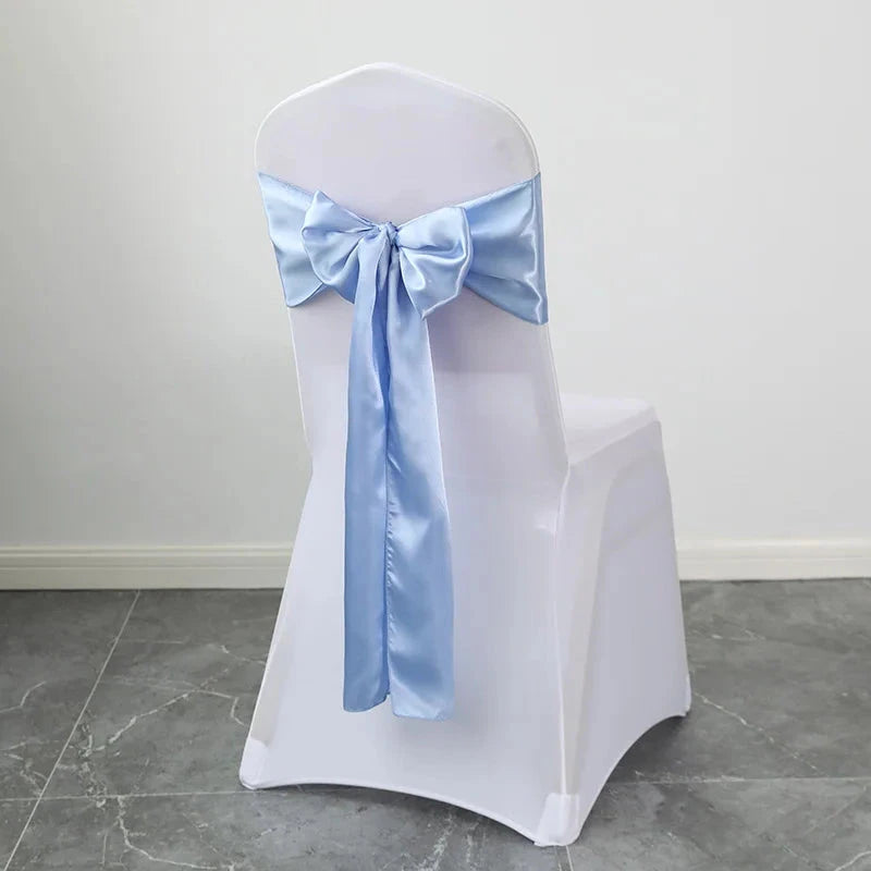 Ceinture ruban pour chaise de mariage en satin bleue
