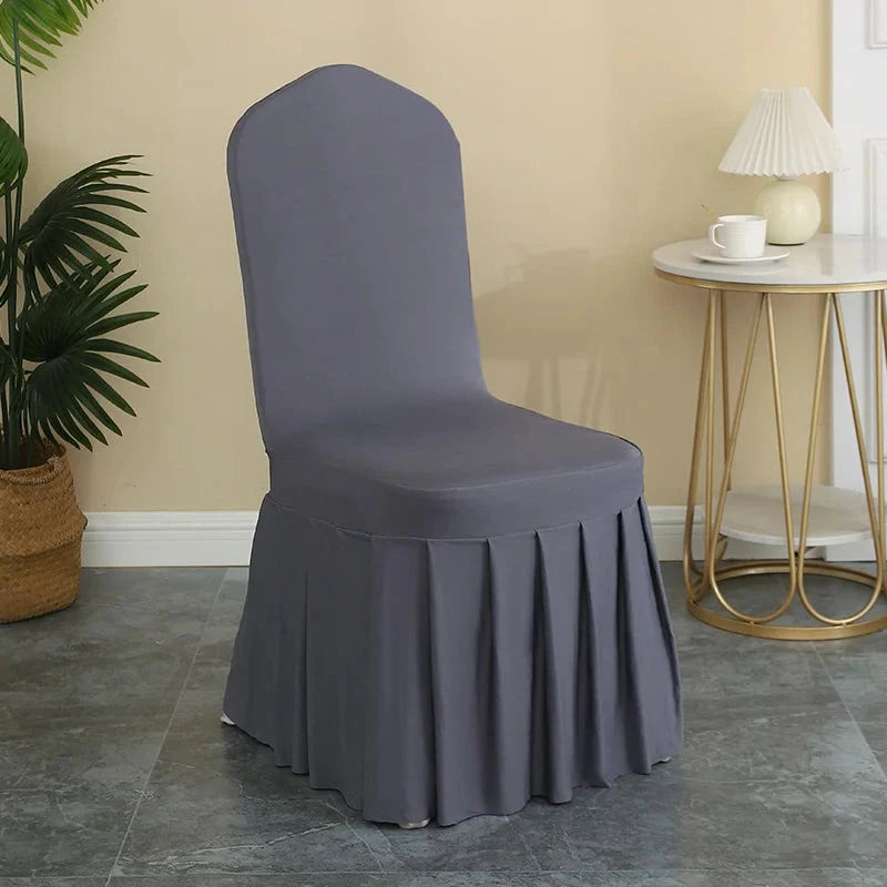 Housse de chaise à jupes lycra pour mariage gris anthracite