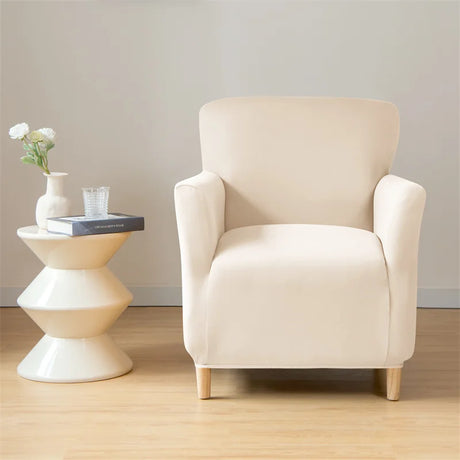 Housse pour fauteuil club en lycra imperméable beige