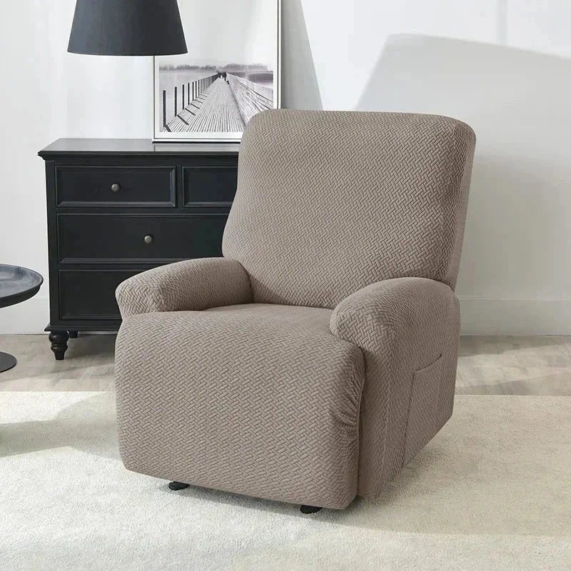 Housse fauteuil relax taupe velours damassé  