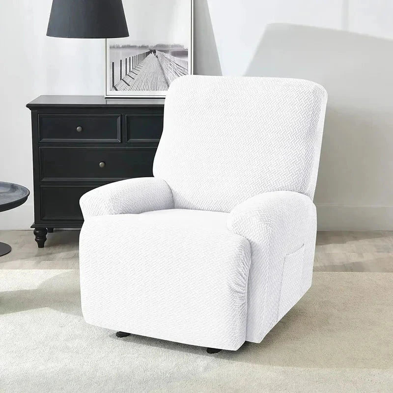 Housse fauteuil relax blanc velours damassé  