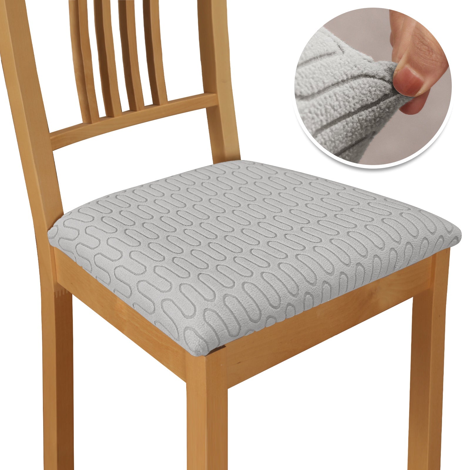 Housses pour assise de chaise jacquard gris clair