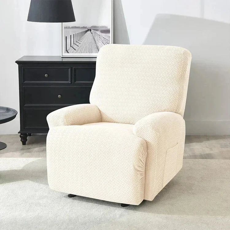 Housse fauteuil relax beige velours damassé  