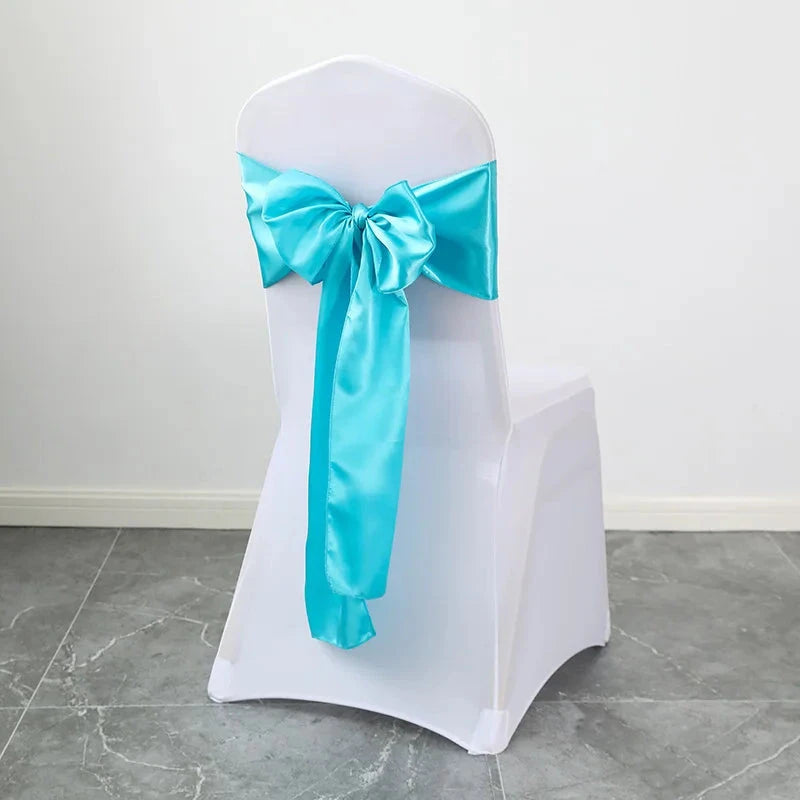 Ceinture ruban pour chaise de mariage en satin turquoise