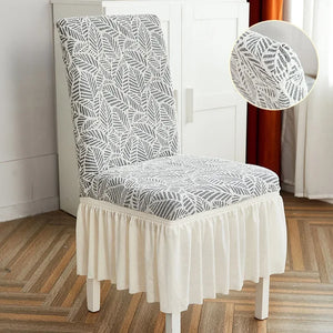 Housse de chaise avec jupe en dentelle texture hibiscus en relief