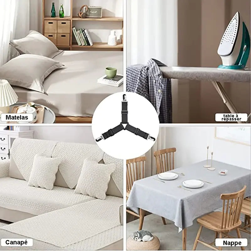Sangles de maintien pour housses de canapé – Fixation ferme et discrète